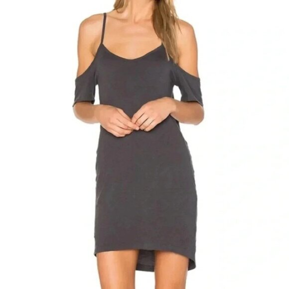 LNA Off The Shoulder Tee Dress T-shirt Mini Cut Out Open Shoulders Black Size XS - Picture 1 of 16